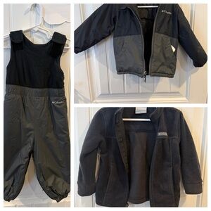 Columbia Kids' Two-Tone coat, snowsuit and fleece bundle